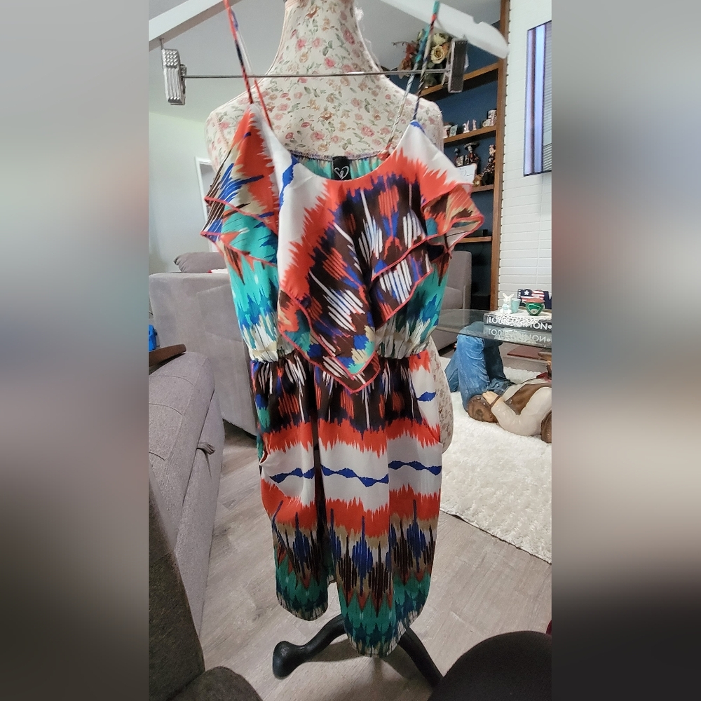 Windsoe Colorful Sleeveless Patterned Dress Size Small